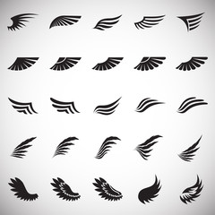 Poster - Wings icons set on white background for graphic and web design. Simple vector sign. Internet concept symbol for website button or mobile app.