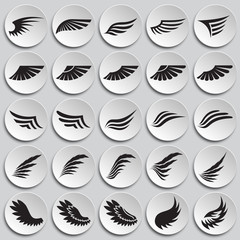 Poster - Wings icons set on plates background for graphic and web design. Simple vector sign. Internet concept symbol for website button or mobile app.