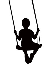 Poster - child swinging body silhouette vector