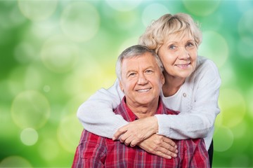 Wall Mural - Portrait of happy senior couple smiling