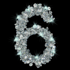 Leinwandbilder - Number 6 from diamonds. 3D rendering