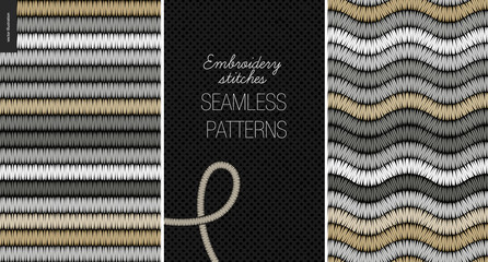 embroidery satin stitch seamless patterns - two textile patterns of satin stitch