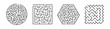 Set Of Vector Mazes. Geometric Outline Labyrinth Illustrations