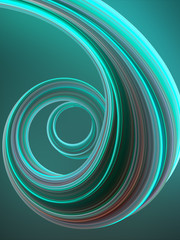 Poster - Green colored twisted shape. Computer generated abstract geometric 3D render illustration