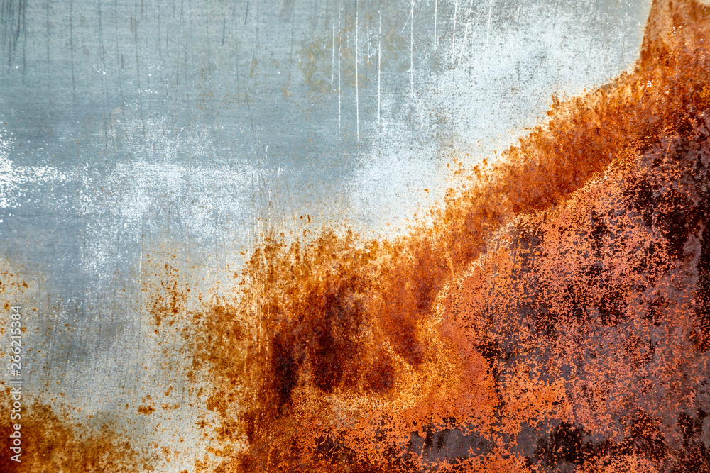 Close up of weathered and rusted metal panel - obrazy, fototapety, plakaty 