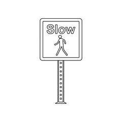 Slow pedestrian sign colored icon. Element of road signs and junctions for mobile concept and web apps icon. Outline, thin line icon for website design and development, app