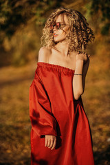 Wall Mural - girl in red dress