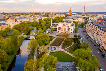 Wall Mural - Beautiful aerial view of the Latvian National Opera house