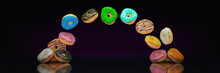Delicious Colorful Donut Set. 3d Rendering