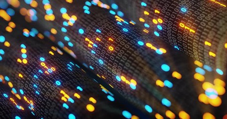Aufkleber - Big data cloud computing internet of things IOT AI network technology. Seamless loop 4K VJ background. Data center digital code futuristic information technology. 3D rendering
