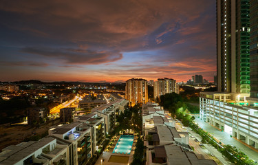 Wall Mural - kuala lumpur city skyline at night, malaysia .