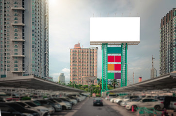 Wall Mural - big blank billboard advertising brand on car park in shopping mall in the city.