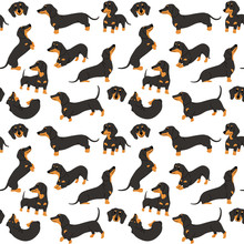 Dachshund In Action,seamless Pattern