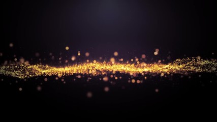 Canvas Print - abstract rendered loop particles gold glitter on black background.