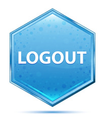 Canvas Print - Logout crystal blue hexagon button