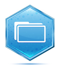 Wall Mural - Folder icon crystal blue hexagon button