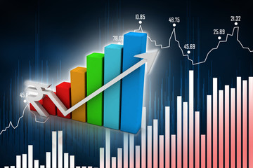 Poster - 3d rendering Stock market online business concept. business Graph 