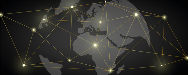 Poster - digital golden network connect the world  vector illustration EPS10