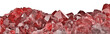 deep color ruby gemstone strip on white