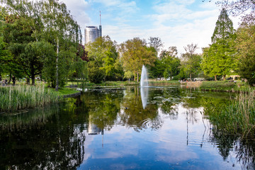 Wall Mural - Spiegelung See Stadtpark Essen