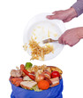 essen, lebensmittel wird entsorgt, küchenabfall, essensreste, bio müll, verschwendung