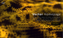Yellow Web Homepage Template With Buttons And Abstract Digital Geometric Pattern.