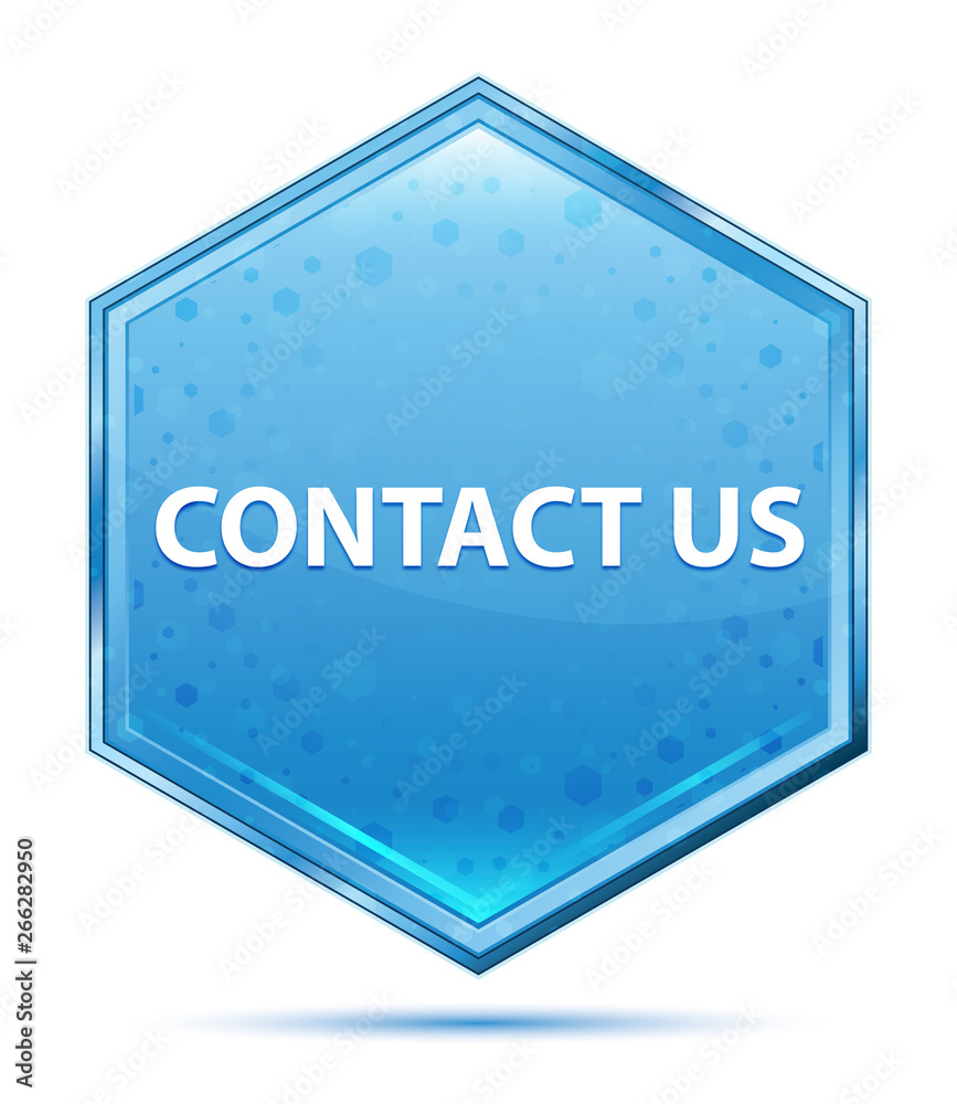 Contact Us crystal blue hexagon button