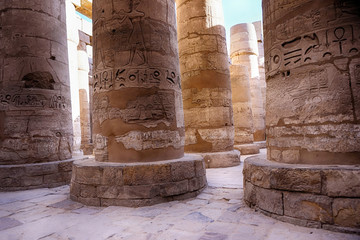 Wall Mural - Great Hypostyle Hall and clouds at the Temples of Karnak