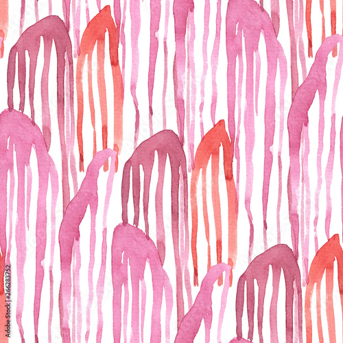 Abstract pink and purple ornament. Seamless watercolor pattern