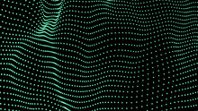 Abstract Blanket Of Green Dots On A Black Background