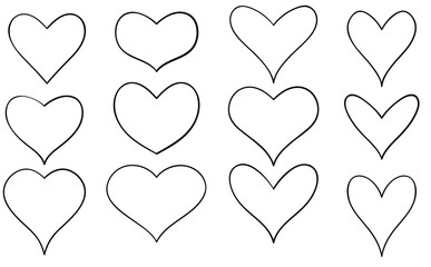 Poster - Heart icons, thin linear vector symbols