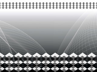 Aufkleber - Abstract graphic with squares and net, black and white