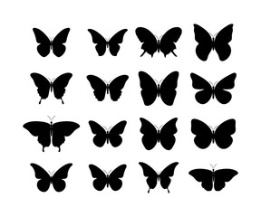 Wall Mural - butterfly black icons. collection black butterflies. isolated black butterflies. butterfly icons