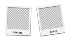 Template Background Before And After. Before And After Photo Frame. Comparison Banner With Empty Space. Vector Illustration
