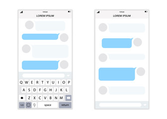 Aufkleber - Messenger concept frame. Social network messenger page template. Chat app template whith mobile keyboard. Vector illustration