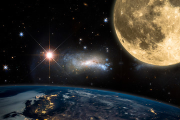 Wall Mural - picture of moon and earth in space. elements of this image furnished by nasa - image.