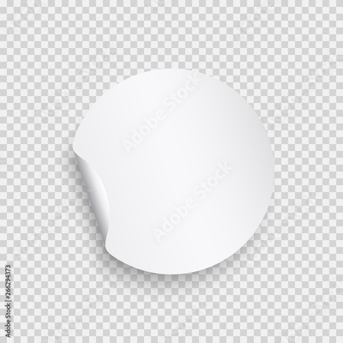 Round Paper Sticker Template With Bent Edge White Blank Label
