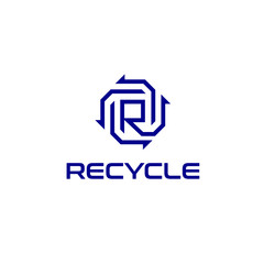 Fototapete - initial letter R with recycle arrow logo design inspiration