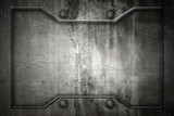metal or concrete wall with metal frame for background and texture.
