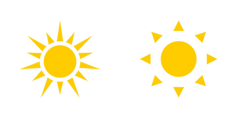 Wall Mural - two yellow sun icons isolated on white background. sun icons