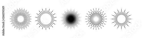 Fotografía Collection Sun rays black icons isolated on white background