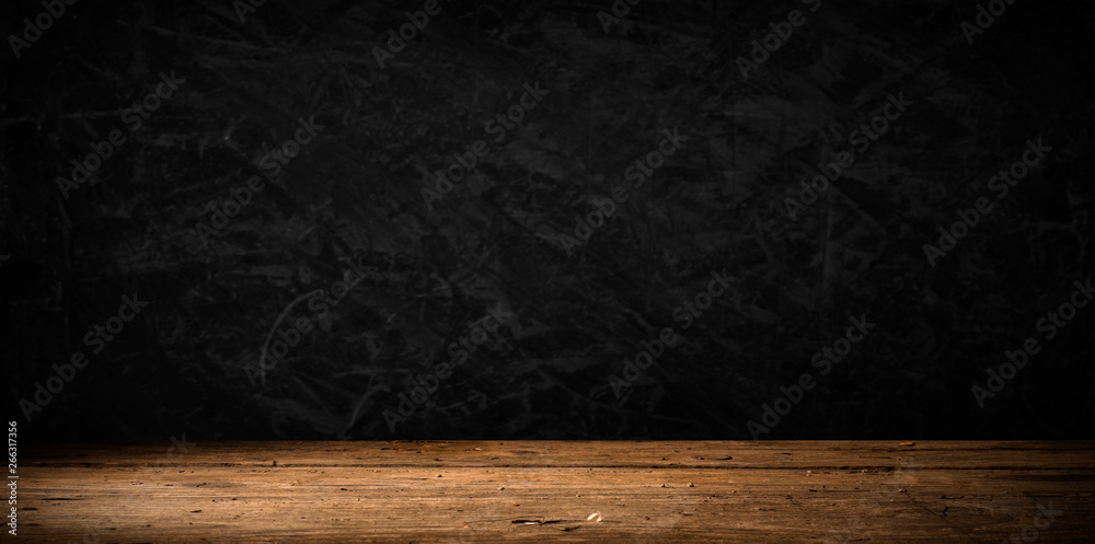 background barrel and worn old table of wood - obrazy, fototapety, plakaty 