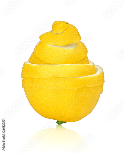 Fotomural Lemon peel cleaning isolated on white background