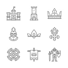 Wall Mural - Medieval linear icons set