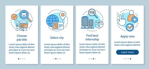 Internship program onboarding mobile app page screen vector template