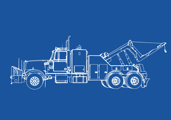 Wall Mural - drawing isolated road truck vector on blue background