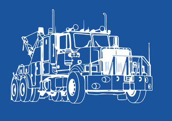 Poster - drawing isolated road truck vector on blue background