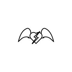 Poster - rock, heart, wings, sign of lightning icon. Element of rock and roll icon. Thin line icon for website design and development, app development. Premium icon