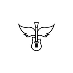Poster - rock, guitar, wings icon. Element of rock and roll icon. Thin line icon for website design and development, app development. Premium icon