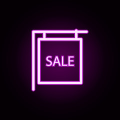 Poster - estate for real sale neon icon. Elements of building set. Simple icon for websites, web design, mobile app, info graphics